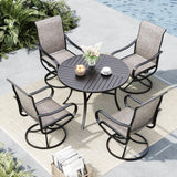 MFSTUDIO 5 Pcs Patio Table and Chairs Set, 42'' Round Metal Table