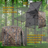 FUNHORUN Hunting Blind 360 Degree See Through Ground Blind with Chair and Carrying Bag, 2/3 Person Pop Up Camouflage Tent Portable Concealed Shelter