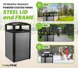 Alpine 40-Gallon Outdoor Commercial Trash Can with Ashtray & Locking Lid