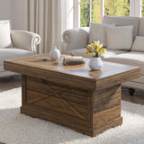 Lareth Coffee Table 39 in Rustic Center Table with X-Design Wooden Pedestal for Living Room, Space Saving, Rectangle Home Office Tea Accent Table for Dining Room Apartment, Walnut