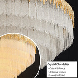 kvtinmty Modern Luxury Crystal Chandelier, D36 Large Crystals Chandelier for Living Room, 6-Tier High Ceiling Gold Chandeliers for Staircase, Foyer, Entryway, Dining Room, Bedroom