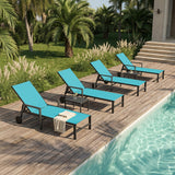 PURPLE LEAF Pool Chaise Lounge, Aluminum 4-Piece Set with Armrests, Navy