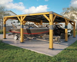 Jocisland 20x20x9.2 FT Heavy Duty Cedar Wood Carport for 2 Cars