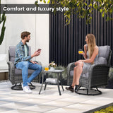 wildformers Luxury Outdoor Swivel Wicker Glider Patio Chairs with Table Set