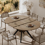 Extendable Round Dining Table with Built-in Flip Leaf, Modern Oval Kitchen Table for 4-6, Space-Saving