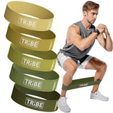 Tribe Lifting Fabric Resistance Bands for Glutes & Legs | 5 Fabric Workout Bands Set | Thick Booty Bands for Squats, Lunges, Hip Training, Physical Therapy