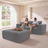 Modular Sectional Sofa with Ottoman, 79" L-Shaped Cloud Couch, Gray