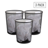 Mind Reader Mesh Trash Can, Set of 3, Waste Paper Basket, Round, Office, Metal Mesh, 11.5" L x 11.5" W x 13.75" H, Black