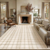 WondRg 12x15 Beige Plaid Living Room Area Rug