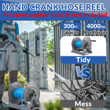 FIXFANS Pressure Washer Hose Reel 300FT x 3/8" / 500FT x 1/4", Manual Crank