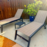 PURPLE LEAF Patio Chaise Lounge Set of 2 with Side Table Textilene Taupe