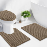 Smiry Soft Chenille Bathroom Toilet Lid Cover, Stays in Place Rubber Backing Covers, Machine Washable, 17.5x15, Fits Most Round, Elongated and Oblong Lids, Accessories Decor, Camel