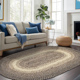 Super Area Rugs Braided Rugs 5X8 Farmhouse Kitchen Rug - Ridgewood Braided Rug for Living Room - Reversible - Indoor/Outdoor - Made in USA - Brown Velvet/Beige, 5' X 8' Oval