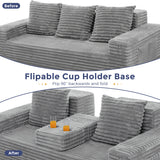 MAXYOYO Sofa Bed, 80-Inch Oversized Boneless Loveseat, 2 Cup Holders