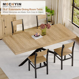 Wood Expandable Dining Table with Hidden Leaf & Storage, Space Saving, For Kitchen Dining Living Room