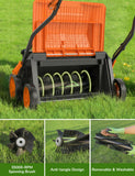 Aspiron 16” Artificial Turf Sweeper, 2000w Artificial Turf Vacuum Grass Sweeper 15 Amp Lawn Sweeper Yard Power Brush with 55L Removable Leaf Collection Bag, Quick-Fold, Keeps Clear Sweepy Box, Pumpkin