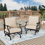 MIXPATIO, 2 Pack, Metal, Patio Rocking Chairs, 5.75" Cushions, Beige