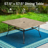 PHI VILLA 9 Pcs Outdoor Dining Set& 57.5" Wood-Like Table