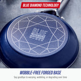 Blue Diamond 14 Piece Cookware Set, Diamond Infused PFAS & PFOA-Free Ceramic Nonstick Pots and Pans, Durable, Non Toxic, Metal Utensil Safe & Scratch Resistant, Dishwasher & Oven Safe, Blue