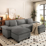 PHI VILLA Modular Sofa 5-Seat U Shaped Cloud Couch Sectional with Ottoman