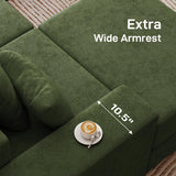 Living&Giving 128" U-Shaped Cloud Sectional Couch for Living Room, Cloud Boneless Couch-No Assembly with Reversible Chaise, Customizable 4-Seat Modular Sectional Sofa with 3 Ottoman, Green