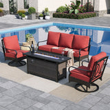 Sophia & William Metal Patio Furniture Set with Fire Pit Table, 4 Pieces