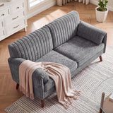 64" Loveseat Sofa, Modern 2-seater Chenille Couch for Living Room, Gray