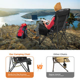 ALPHA CAMP Heavy Duty High Back Camping Chairs 500LBS Capacity Oversized Folding Chair Outdoor Chair with Headrest,Lawn with Side Pocket for Lawn, Sports and Fishing,2PC