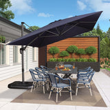 PURPLE LEAF Patio Cantilever Umbrella 10' x 13' Large Space for Pool Navy