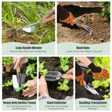 10-Piece Heavy Duty Garden Tool Set for Women, Rust-Proof Gardening Hand Tools with Durable Garden Tools Organizer Handbag