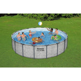 Bestway Steel Pro MAX 18' x 48" Above Ground Pool, Round Metal Frame Outdoor Swimming Pool Set with Filter Pump, Ladder, and Cover, Stack Stone