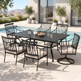 PHI VILLA 7 Piece, Outdoor Dining Set, 60"x38" Table, 1.57" Umbrella Hole
