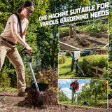 Cordless 2-in-1 Tiller Cultivator & Weed Wacker Compatible with Makita 18V Battery (Tool Only), Ecarke Brushless Electric Garden Tiller Weed Eater, 9" Tilling Width 9.4" Depth for Soil Cultivation