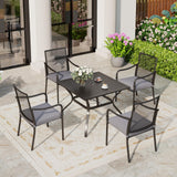 SUNSHINE VALLEY Patio Dining Set for 4, 37" Square Metal Table, 4 Chairs