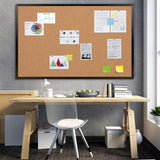 Board2by Extra Large Cork Bulletin Board 60" X 36", Black Wood Framed Corkboard for Wall, Wall Mounted Notice Pin Board with 18 Push Pins