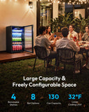 EUHOMY Mini Fridge 130 Can Beverage Refrigerator Cooler Glass Door for Soda Wine Beer, Beverage Cooler for Home, Bar, Office with Digital Temperature Control Adjustable Shelves, 3.2 Cu.Ft, Black