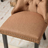 MOOLSUN Fabric Dining Chairs Set of 8, High Back Side Chairs, Modern Padded High-End Tufted Upholstered Chairs with Button-Tufted Back & Rear Pull Tabs, Solid Wood Legs F-Coffee(Solid Wood Legs)