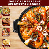 RYHOFOUD Paella Pan Set with Burner, 16 Inch Carbon Steel Outdoor Pan and Reinforced/Adjustion Legs