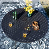 PHI VILLA Patio Dining Set for 6, 54'' Round Table & Swivel Chairs, Grey