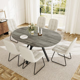 Round Dining Table Set for 6 People, 43.3"-59.1" Extendable Kitchen Table with 6 Upholstered Chairs