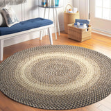 Super Area Rugs Braided Rug Round 8ft Farmhouse Kitchen Rug - Ridgewood Braided Carpet for Living Room - Reversible - Indoor/Outdoor - Made in USA - Brown Velvet/Beige, 8' Round