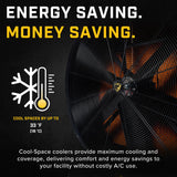 Big Ass Fans Cool-Space 500 Portable Evaporative Swamp Cooler, 50-inch Diameter Fan, Indoor or Outdoor Use, Continuous or Fillable (64 Gallon Capacity), Variable Speed