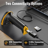 Tera Barcode Scanner with Battery Indicator: 1D Wireless, 5100 Yellow