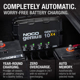NOCO Genius GENPRO10X4: 4-Bank, 40A Onboard Battery Charger - 10A Per Bank, 12V Waterproof Marine Charger with Overcharge Protection & Temperature Compensation – for Lead-Acid & Lithium Batteries