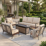 Sophia & William Metal Patio Furniture Set with Fire Pit Table, 7 Seats