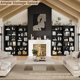 6 Tier Open Shelves Bookcase, Black Book Case with 12 Open Shelves, Freestanding Display Storage Shelves