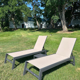 PURPLE LEAF Patio Chaise Lounge Set of 2 with Side Table, Aluminum, Taupe