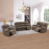 MOOLSUN Living Room Furniture Set Corduroy Recliner Compartments and Cup Holders Reclining for Home Theater/Office（A-Taupe Corduroy,3 piece Set）