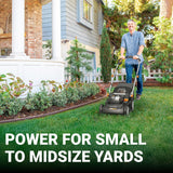 WORX 17'' Cordless Lawn Mower, 2 in 1 Electric Mower Cuts to Edge, Compact & Lightweight Push Lawn Mower with 6-Position Height Adjustment for Medium Size Yards, 2 Batteries & Charger Included, WG745