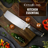 Cutluxe Nakiri Knife – Ultra Sharp 7" Vegetable Japanese Knife for Chopping, High Carbon Stainless Steel Blade, Full Tang Pakkawood Handle – Shinobi Series